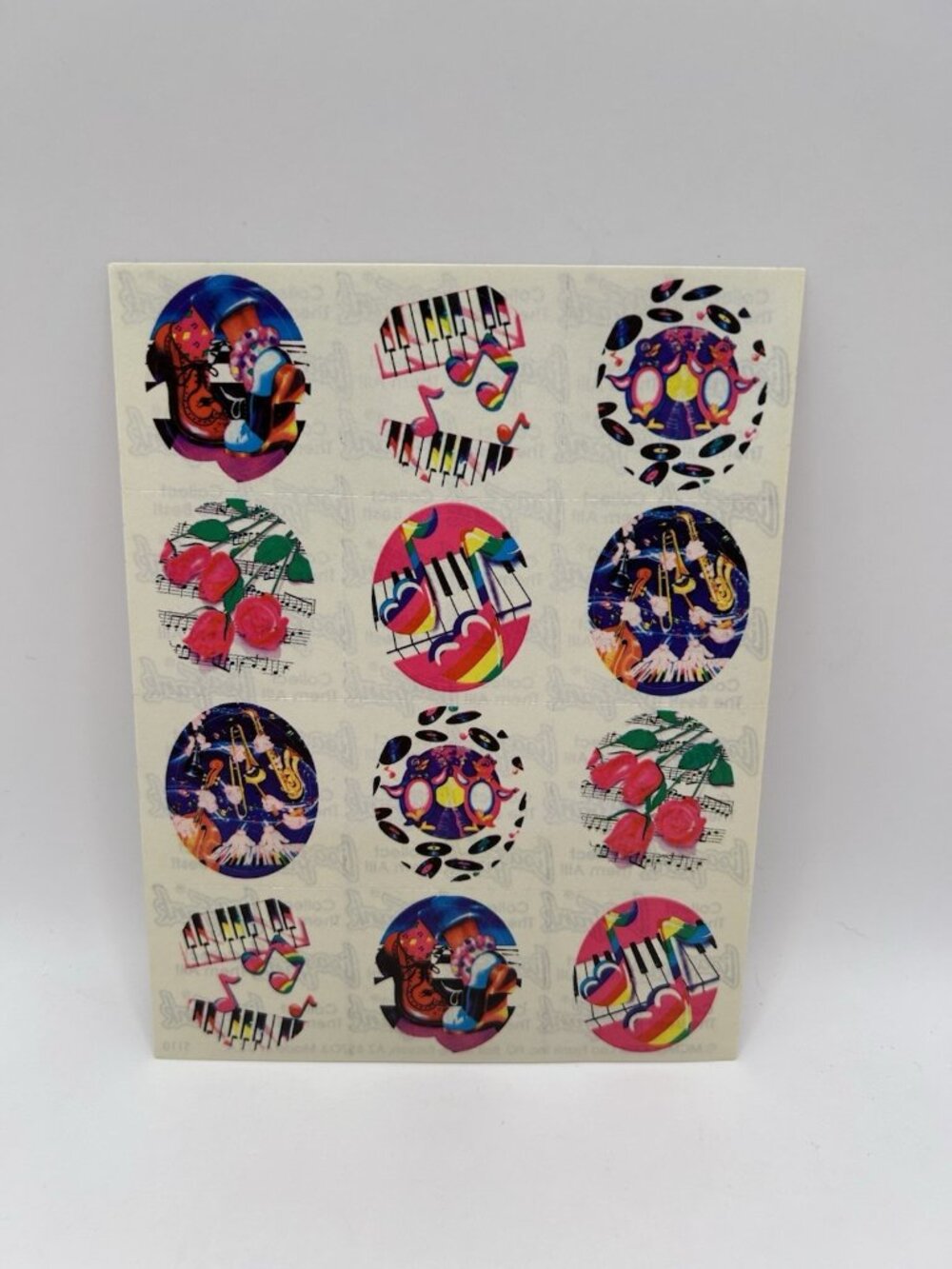 Lisa Frank #S110 Piano Music Roses FULL SHEET Stickers Dancing Penguins VINTAGE